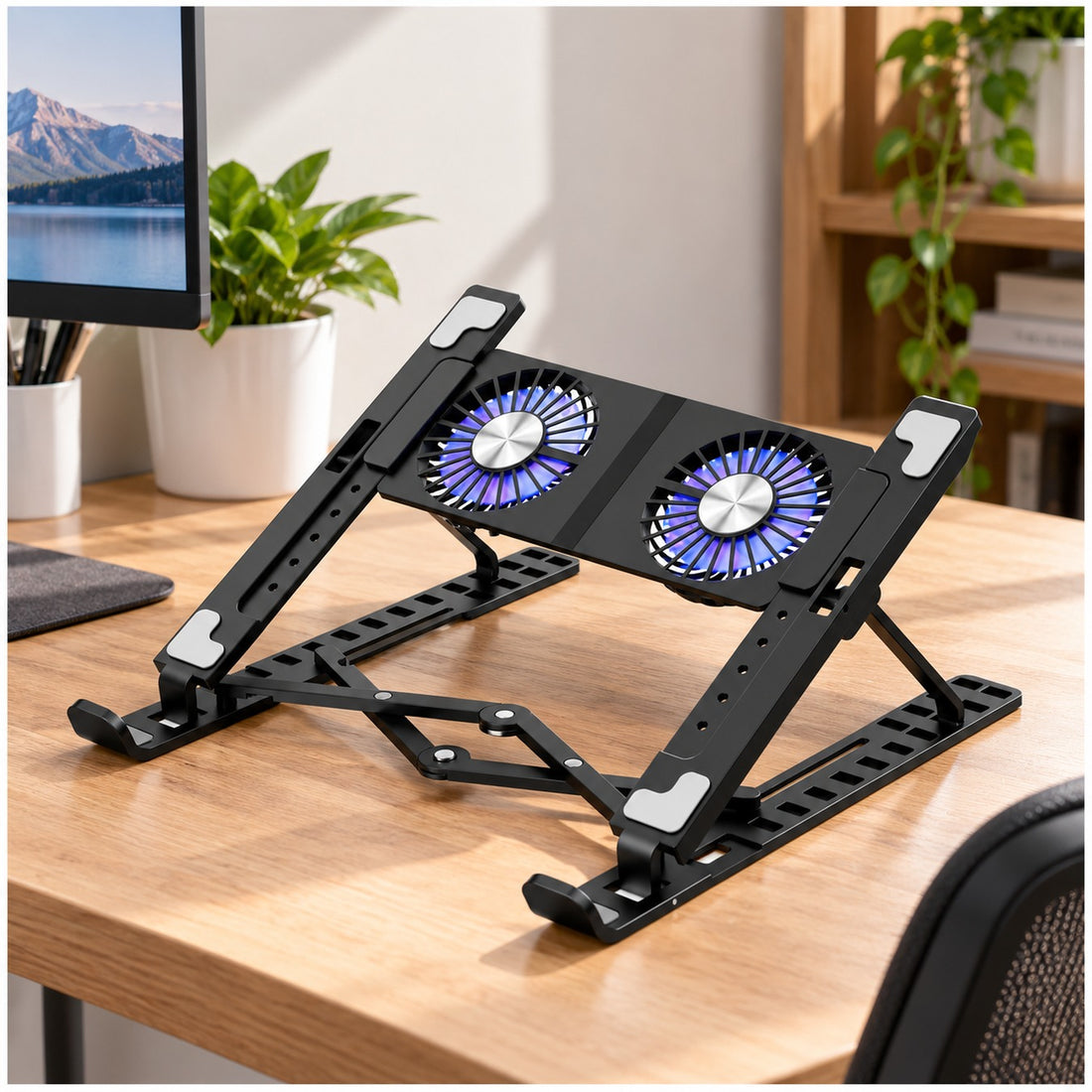 Soporte Plegable Refrigerante para Laptop con 2 Ventiladores LED Altura Ajustable X3