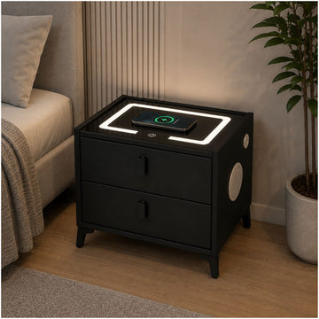 Mesa de Noche Inteligente Velador Smart Parlante Bluetooth Cargador Inalámbrico
