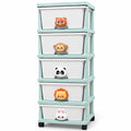 Organizador Infantil de 5 Cajones con Ruedas y Diseño de Animalitos Celeste