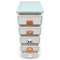 Organizador Infantil de 5 Cajones con Ruedas y Diseño de Animalitos Celeste