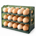 Organizador de huevos para refrigeradora de 3 niveles y 30 unidades en color verde transparente