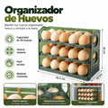 Ficha del organizador de huevos de 3 niveles con capacidad para 30 huevos y medidas