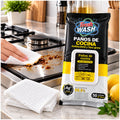 Paquete de paños Fresh Wash junto a una cocina con limones