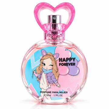 Perfume Happy Forever para Niña Mujer con Frasco de Corazón Rosado 50 ml
