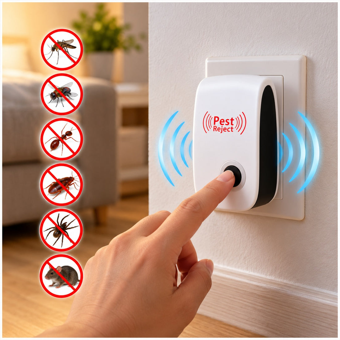 Pack x2 Repelente Eléctrico 3W Ecológico Ultrasónico de Plagas Insectos Anti Roedores