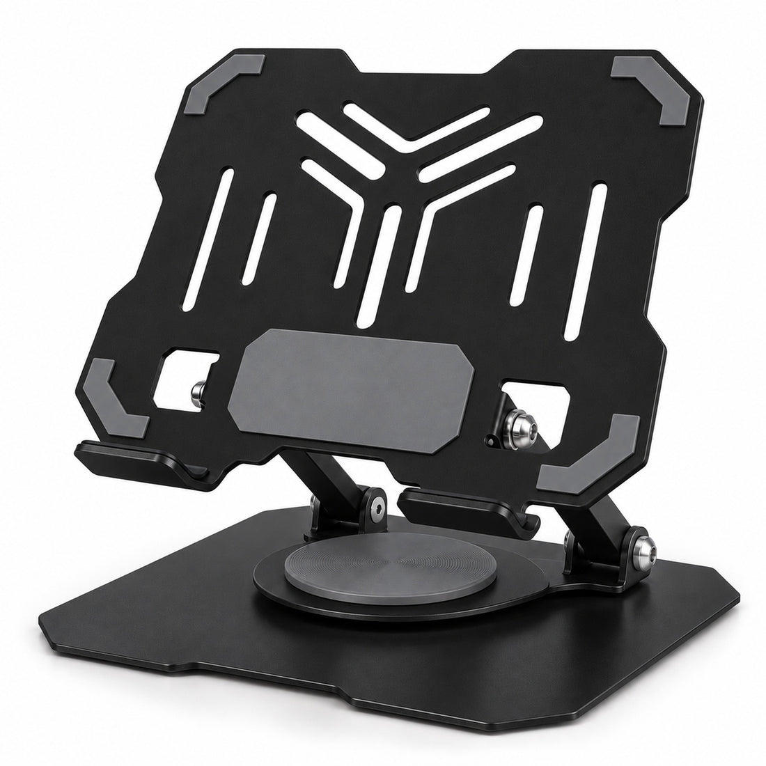 Soporte Metálico Plegable para Celular y Tablet con Base Giratoria 360° y Altura Ajustable