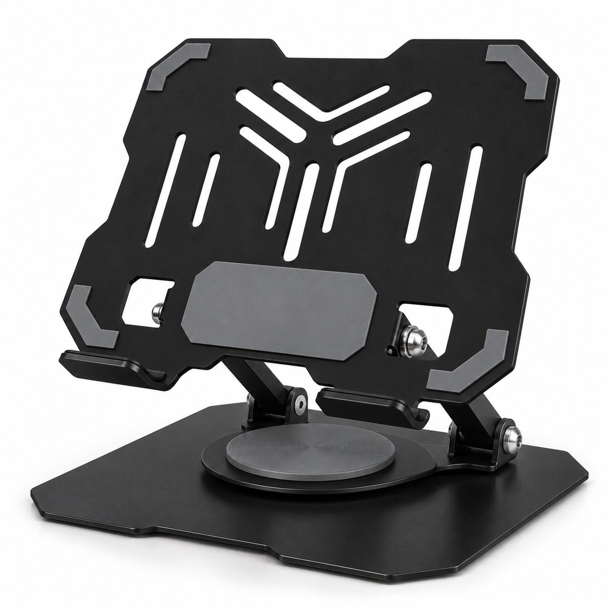 Soporte Metálico Plegable para Celular y Tablet con Base Giratoria 360° y Altura Ajustable