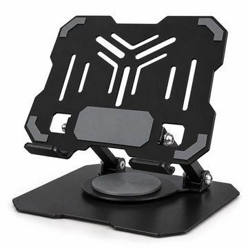 Soporte Metálico Plegable para Celular y Tablet con Base Giratoria 360° y Altura Ajustable