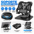 Soporte Metálico Plegable para Celular y Tablet con Base Giratoria 360° y Altura Ajustable