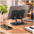 Soporte Metálico Plegable para Celular y Tablet con Base Giratoria 360° y Altura Ajustable