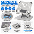 Soporte Metálico Plegable para Celular y Tablet con Base Giratoria 360° y Altura Ajustable