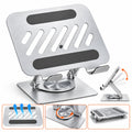 Soporte para Tablet Giratorio 360° de Metal Plegable Ajustable Antideslizante